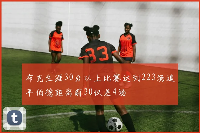 布克生涯30分以上比赛达到223场追平伯德距离前30仅差4场